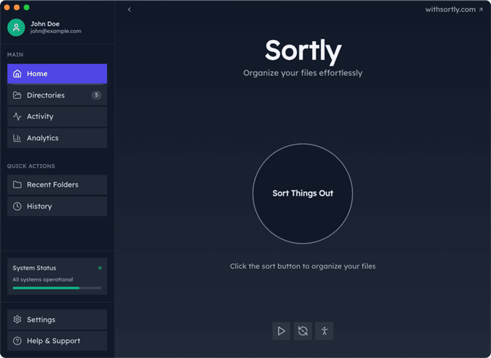 Sortly Home Interface