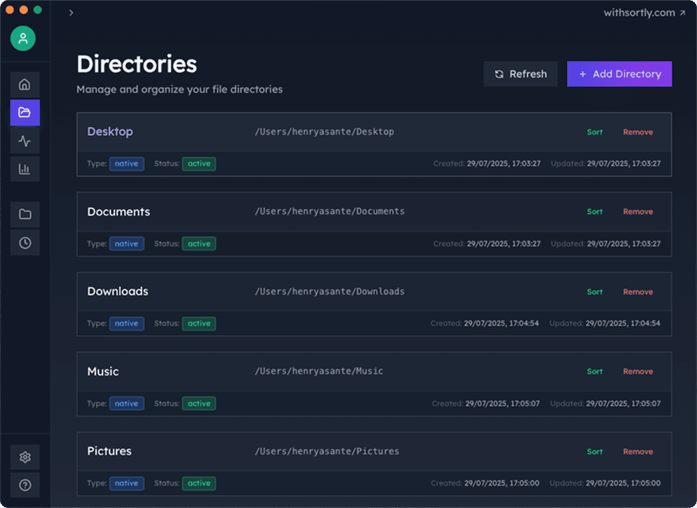 Sortly Settings Interface